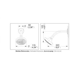 PROYECTA CROMO GRIF DUCHA KIT BRAZO Y CABEZA REDONDA A PARED 115 MM REC-01