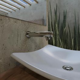 LLAVE DE PUSH CROMO A PARED PARA LAVABO TV-121