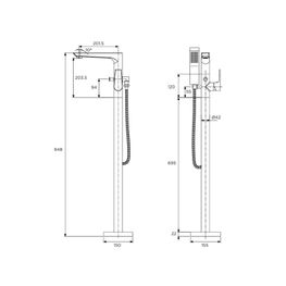 KEOPS CROMO GRIF TINA FREESTANDING MEZCLADORA MONO CUADRADA SD91141P-2-KLP