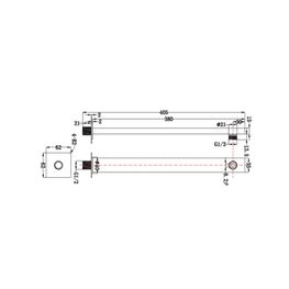 KLP NEGRO MATE GRIF DUCHA BRAZO CUADRADO A PARED 380MM P223002-A41-KLP