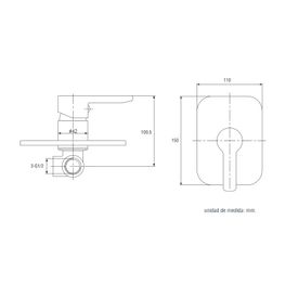 TRENTO CROMO GRIF DUCHA MEZCLADORA MONOMANDO EMPOTRADA SIN DIVERTER SD90897R (SD9077-2)-KLP