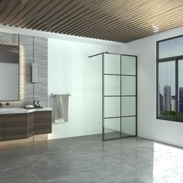 GRID NEGRO CANCEL 1 CRISTAL VIDRIO TEMPLADO CON FIJADORES ACERO INOX 90X195 8MM W318B1-KLP