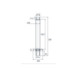 KLP NEGRO MATE GRIF DUCHA BRAZO REDONDO A TECHO 200 MM P228001A-KLP