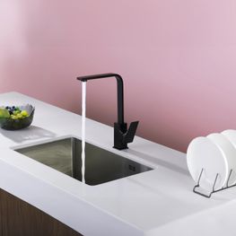 QUATTRO NEGRO MATE GRIF COCINA MEZCLADORA MONOMANDO CUELLO GANSO T913201B-A41-KLP