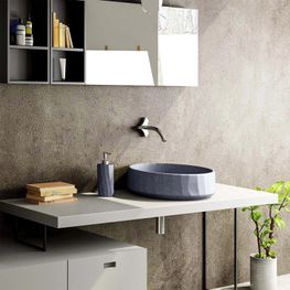FIRENZE CONCRETO GRIS OSCURO LAVAMANOS BOWL 420 X 150 MM CON DESAGUE CS-0032D2 -KLP