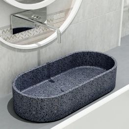 ADANA TERRAZO AZUL LAVAMANOS OVALADO 600 X 350 X 120 MM CON DESAGUE CS-0010TBB -KLP