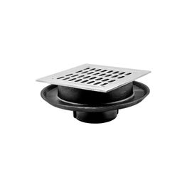 HELVEX CROMO DESAGUE CON REJILLA CUADRADA 254 X 254 MM CON CAMPANA CON SELLO HIDRAULICO 2584