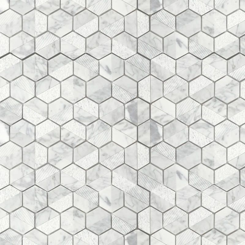 Mosaico-hexagonal-blanco-mate-en-piedra