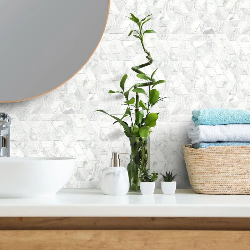 Mosaico-hexagonal-blanco-mate-en-piedra