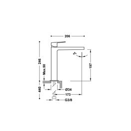 PROJECT TRES CROMO GRIFO LAVAMANOS MONOMANDO CAÑO ALTO 21120301BR1