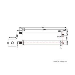 QUATTRO ROSE GOLD ANTIHUELLA GRIF DUCHA BRAZO CUADRADO A PARED 380 MM PVD P223002-A45AF