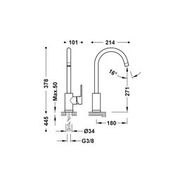 TRES CROMO GRIFO DE COCINA MONOMANDO 21644020BR1